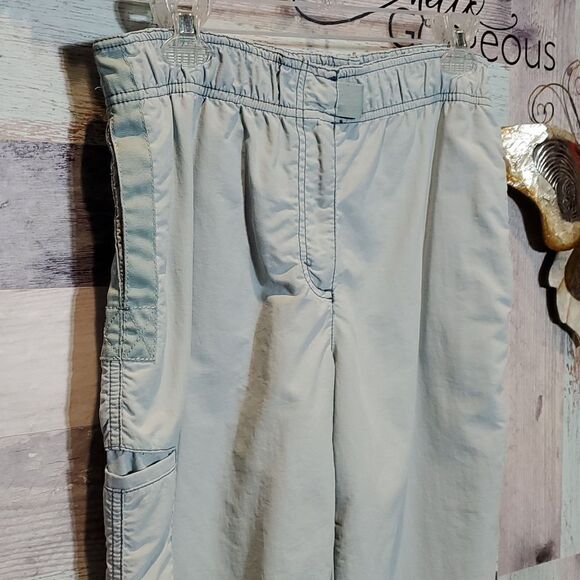 Eddie Bauer Sz 12 Womens Lt Blue Nylon Zip Ankle Capri Crop Pants 124 - Picture 3 of 7